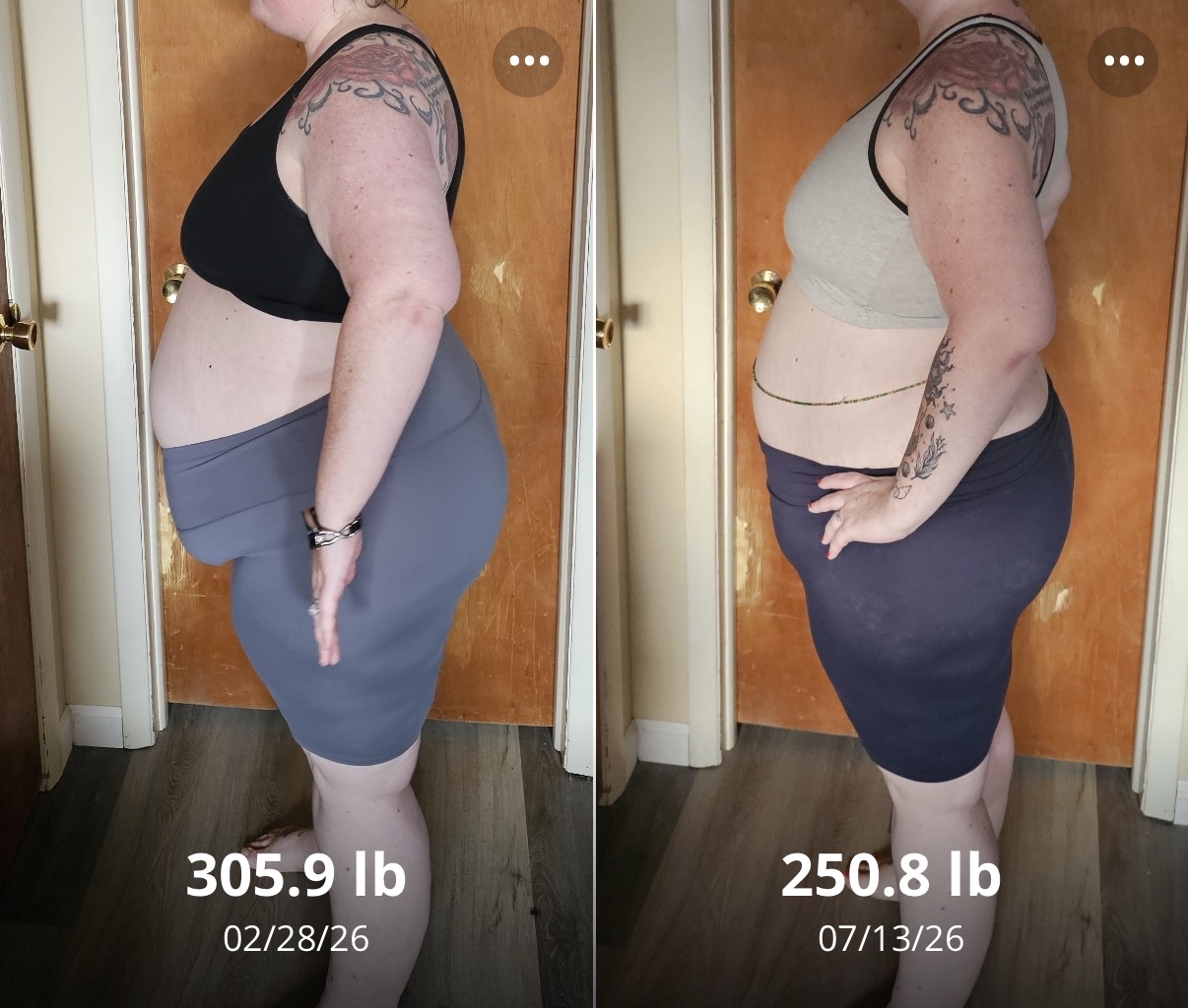 Client transformation: 4 months in — down 44.7 lb, 5+ inches off the waist
